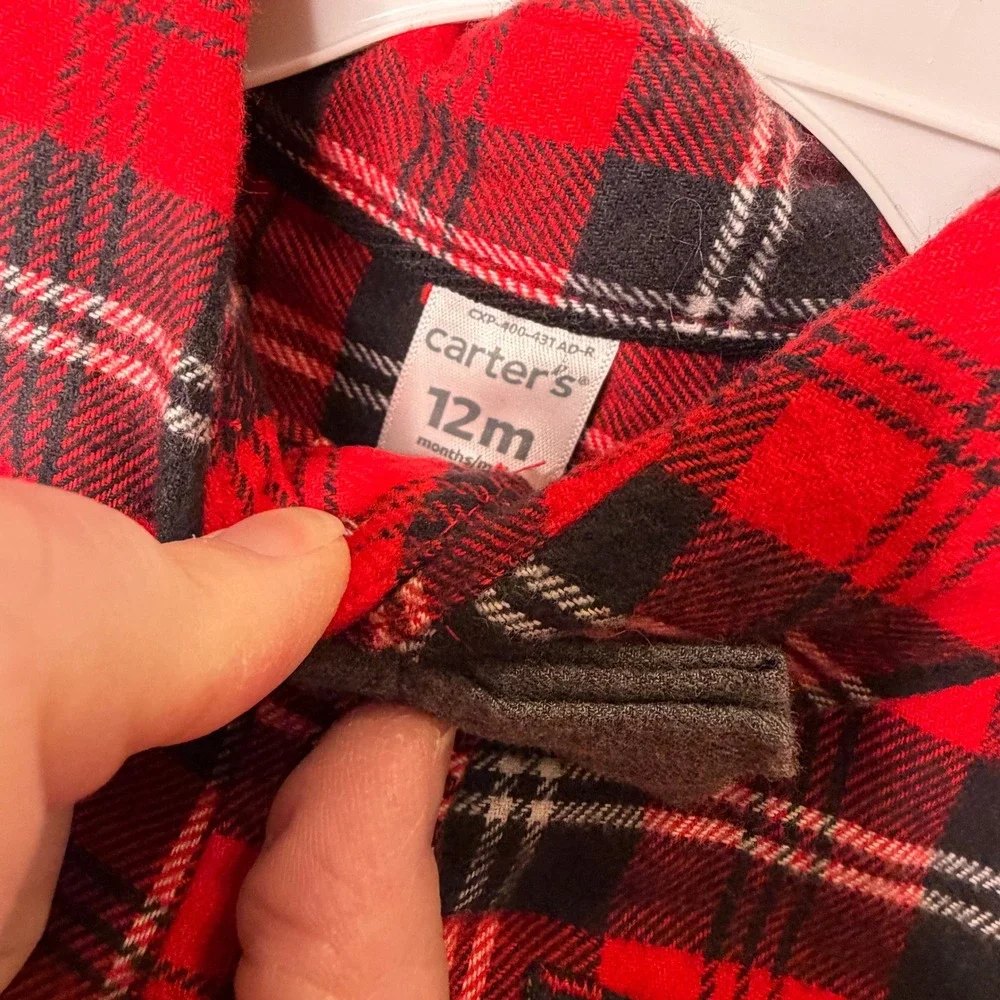 Carters boys 3pc Holiday formal set size 12M Plaid Bodysuit Pants tartan
